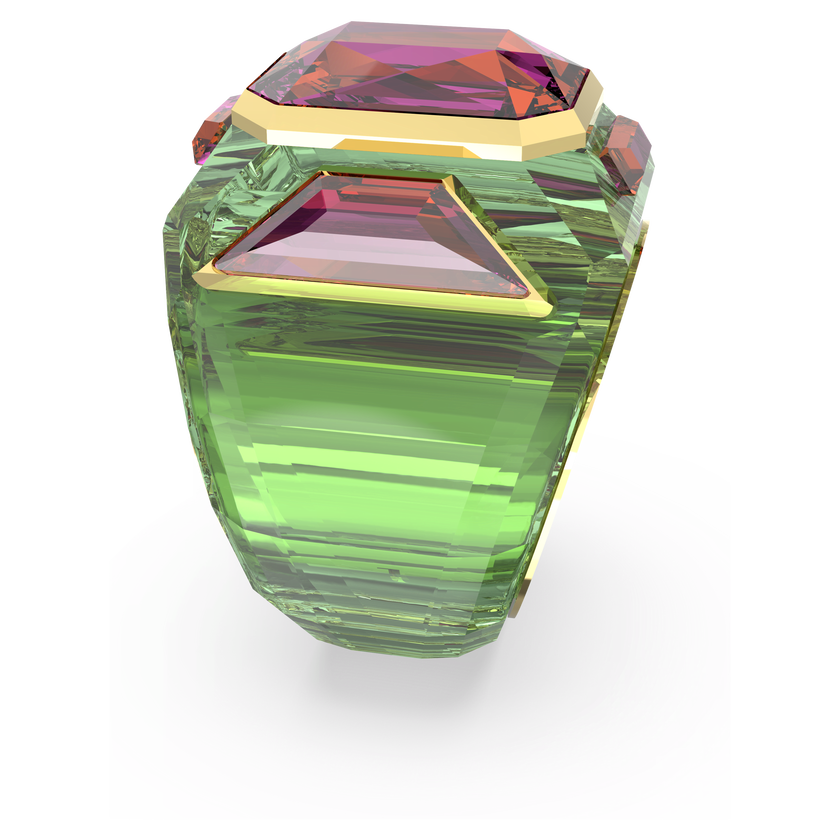 swarovski خاتم كوكتيل chroma، لون أخضر، طلاء ذهبي