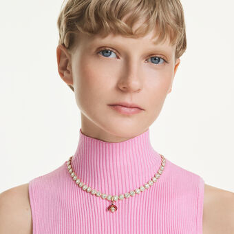 swarovski حلية idyllia، قطع متنوع، شكل دعسوقة، لون أحمر، طلاء باللون الذهبي