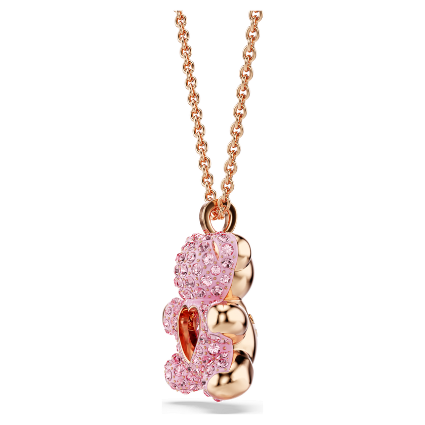 swarovski قلادة teddy، لون وردي، طلاء ذهبي وردي