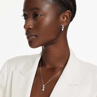 swarovski طقم mesmera، قطع على شكل كمثرى، قطع مستدير، لون أبيض، طلاء روديوم