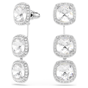 swarovski أقراط una angelic، قطع كوشن، لون أبيض، طلاء روديوم
