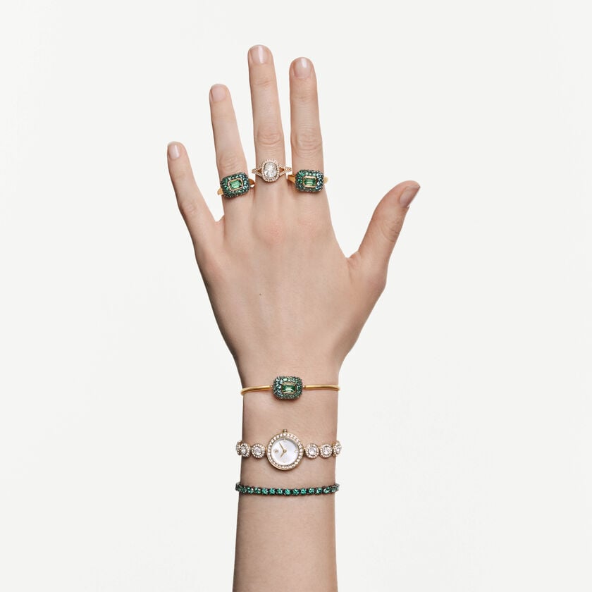 swarovski ساعة una angelic، سوار كريستال، لون ذهبي، لمسة نهائية باللون الذهبي