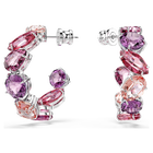 swarovski gema hoop earrings  pink  rhodium plated