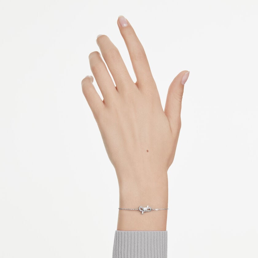 swarovski سوار lifelong، ترصيع بافيه، شكل أنشوطة، لون أبيض، طلاء روديوم