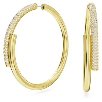 swarovski أقراط حلقية dextera، لون أبيض، طلاء بلون ذهبي