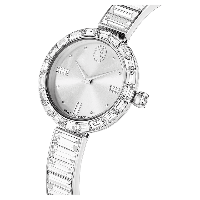 swarovski ساعة matrix bangle، صناعة سويسرية، سوار كريستال، لون أبيض، ستانلس ستيل