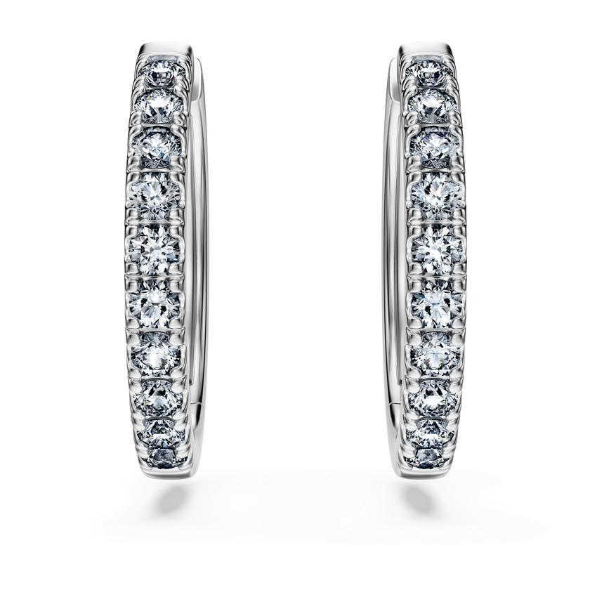 swarovski أقراط حلقية eternity، أحجار ألماس مُصنعة في المختبر بإجمالي 0 56 قيراط، شكل دائري، فضة إسترليني