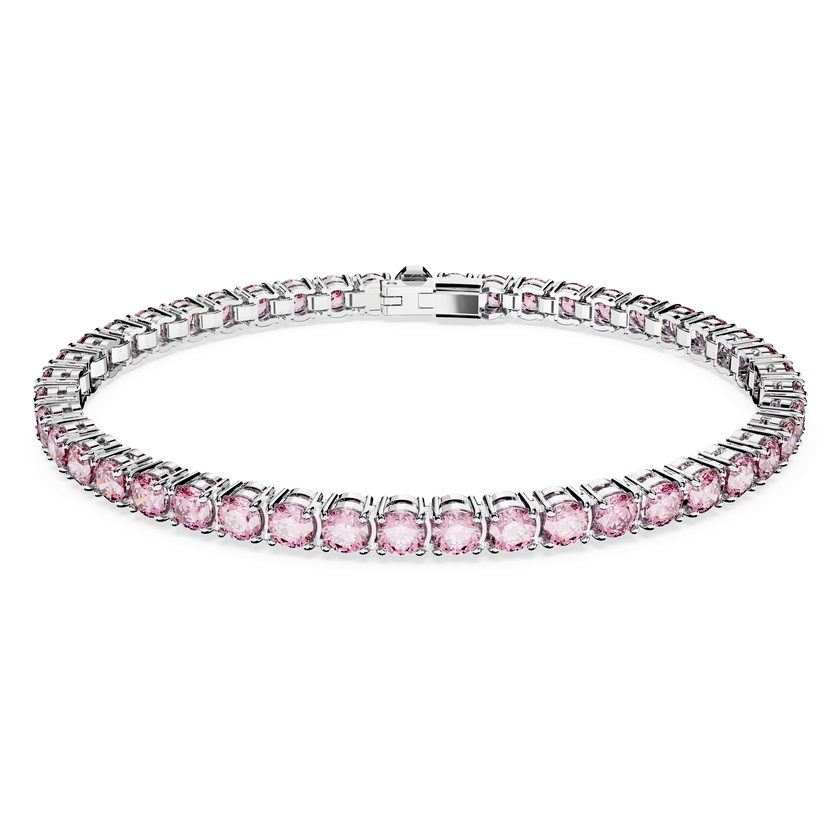 swarovski سوار matrix tennis، قطع مُستدير، لون وردي، طلاء روديوم