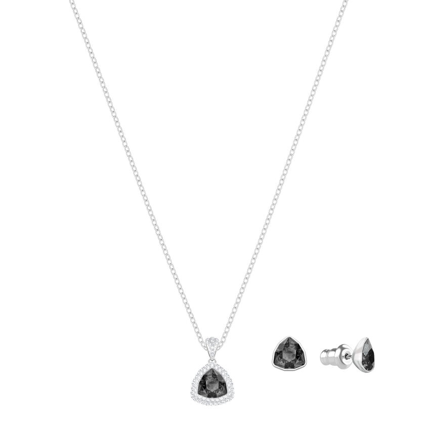 swarovski طقم begin، قطع مثلث براق، لون أسود، طلاء روديوم