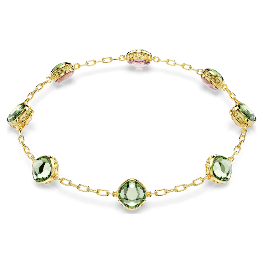 swarovski سلسلة chroma، قطع مُثَمَّن، لون أخضر، طلاء باللون الذهبي