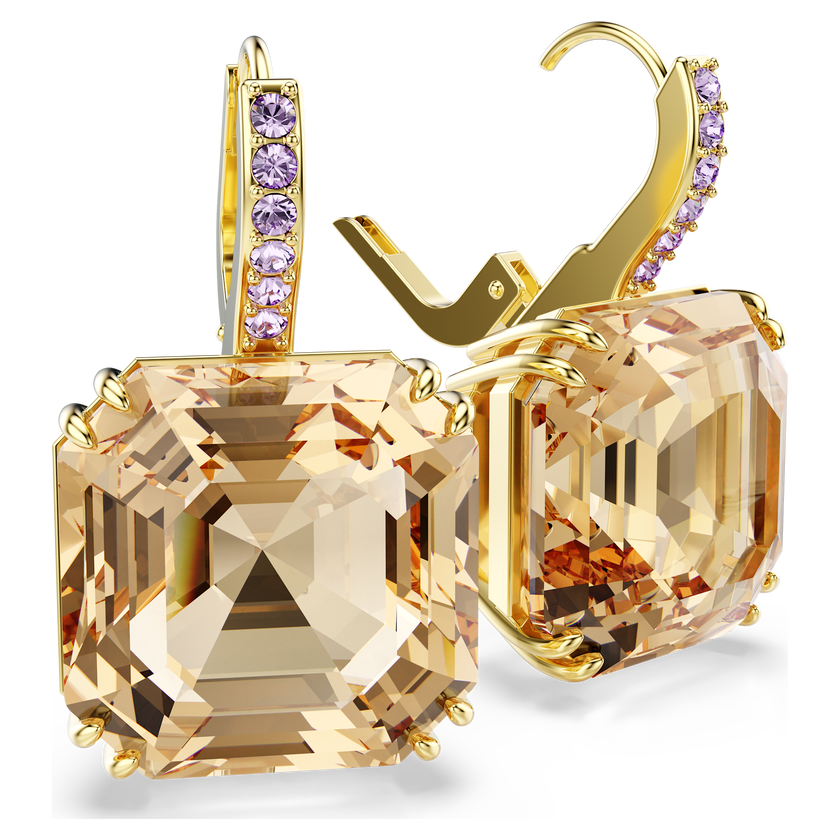 swarovski أقراط متدلية millenia، قطع متنوع، لون كراميل، طلاء باللون الذهبي