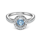 خاتم دائري من مجموعة سواروفسكي Sparkling Dance، ذو اللون الأزرق المائي، مطلي بالروديوم