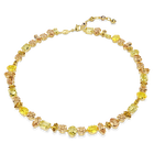 swarovski gema tennis necklace mixed cuts yellow gold tone plated