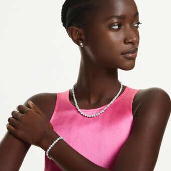 swarovski طقم matrix، لآلئ كريستال، قطع مستدير، لون أبيض، طلاء روديوم