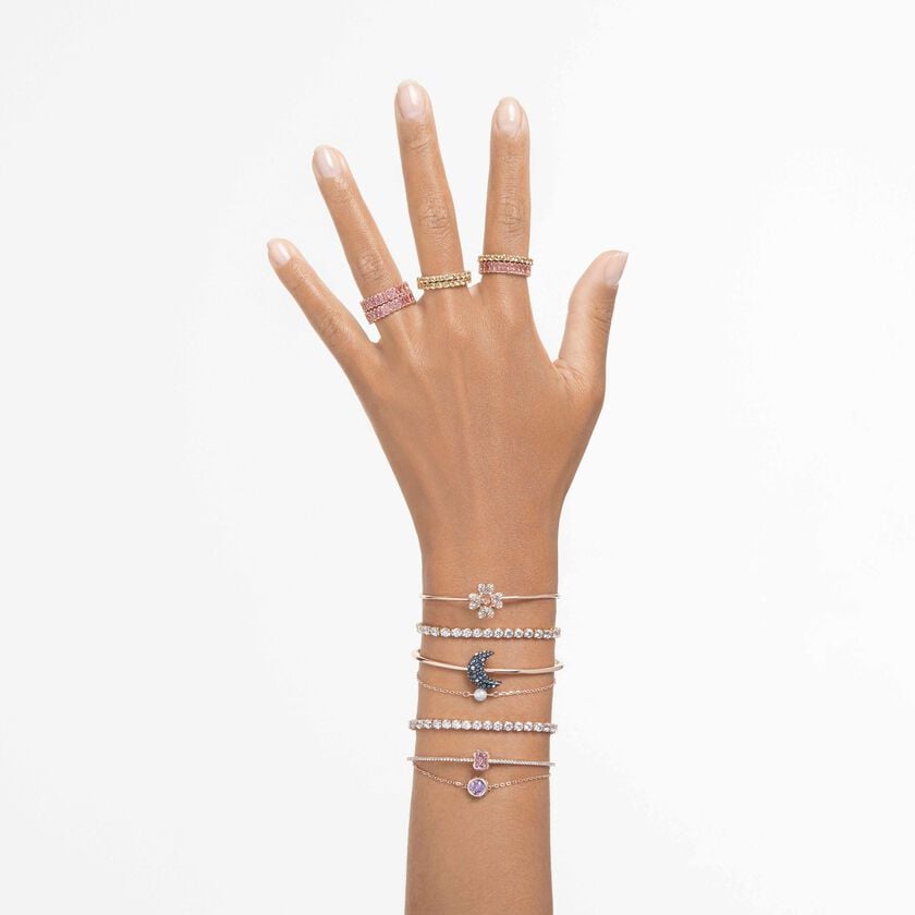 swarovski سوار matrix tennis، قطع مستدير، لون أبيض، طلاء بلون ذهبي وردي
