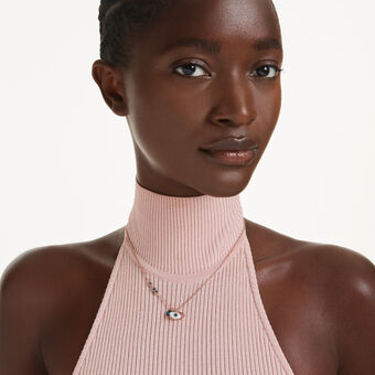 swarovski قلادة symbolica، شكل عين، ألوان متعددة، طلاء باللون الذهبي الوردي