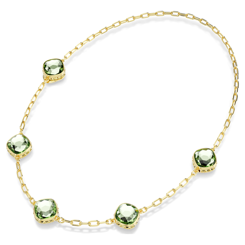swarovski سلسلة chroma، قطع مُثَمَّن، لون أخضر، طلاء باللون الذهبي