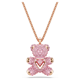 swarovski قلادة teddy، شكل دب، لون وردي، لمسة نهائية من الذهب الوردي عيار 18 قيراط