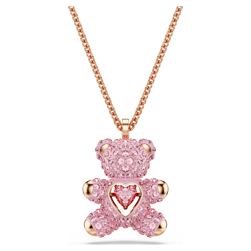 swarovski قلادة teddy، شكل دب، لون وردي، لمسة نهائية من الذهب الوردي عيار 18 قيراط