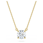 swarovski قلادة سوليتير eternity، ألماس مُصنع في المختبر بإجمالي 1 قيراط، شكل دائري، ذهب أصفر عيار 18