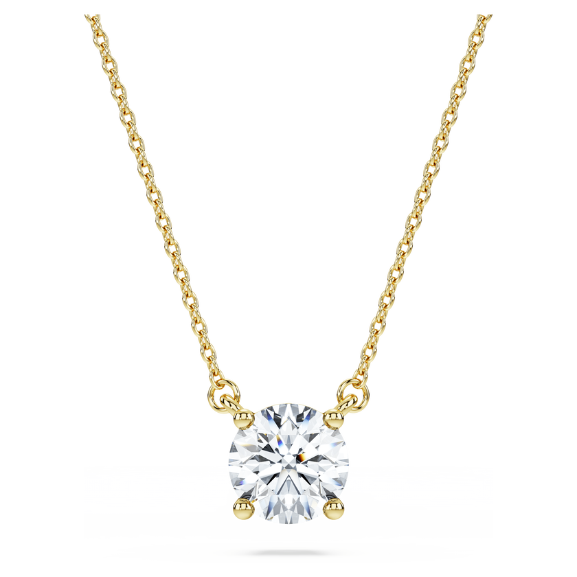 swarovski قلادة سوليتير eternity، ألماس مُصنع في المختبر بإجمالي 1 قيراط، شكل دائري، ذهب أصفر عيار 18