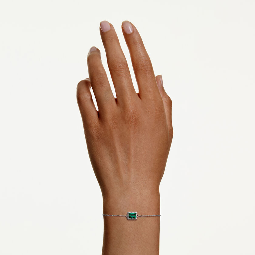 swarovski سوار una angelic، قطع مستطيل، أحجار كريستال صغيرة متراصة، لون أخضر، طلاء روديوم