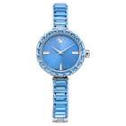 swarovski ساعة matrix بتصميم سوار، صناعة سويسرية، سوار كريستال، لون أزرق، ستانلس ستيل