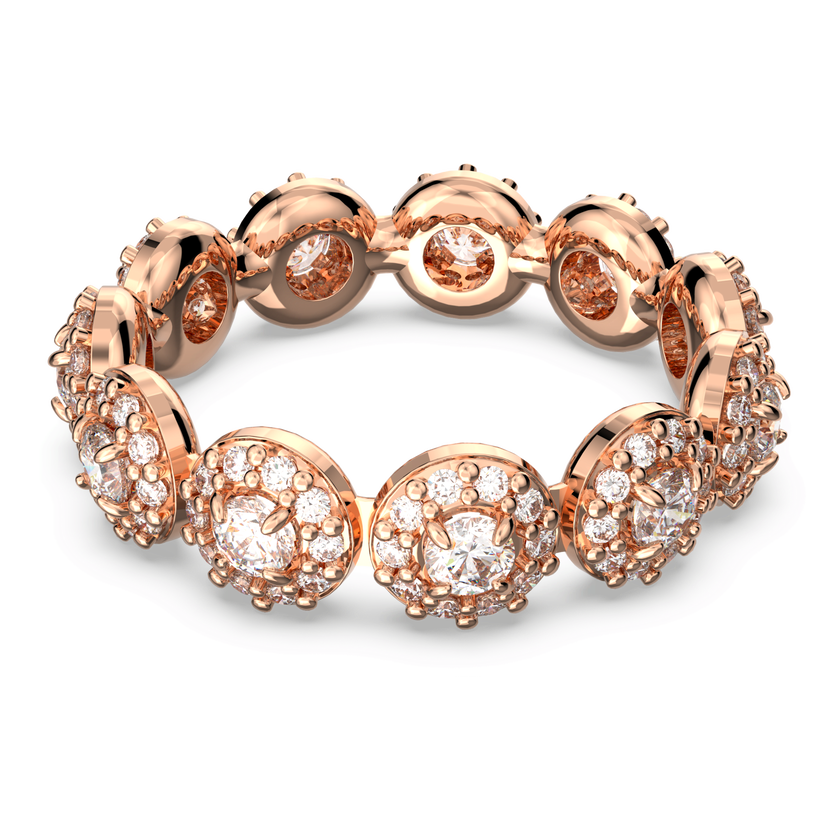 swarovski خاتم una angelic، قطع مُستدير، لون أبيض، لمسة نهائية من الذهب الوردي عيار 18 قيراط