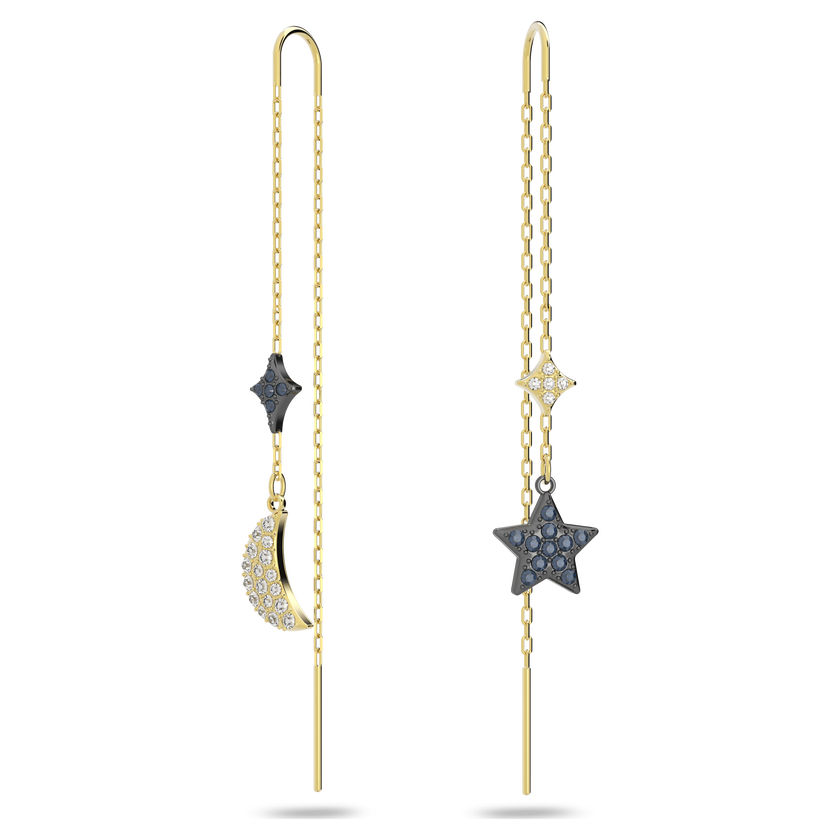 swarovski أقراط متدلية symbolic من سواروفسكي، على شكل قمر ونجمة، لون أزرق، لمسة نهائية من معادن مختلطة
