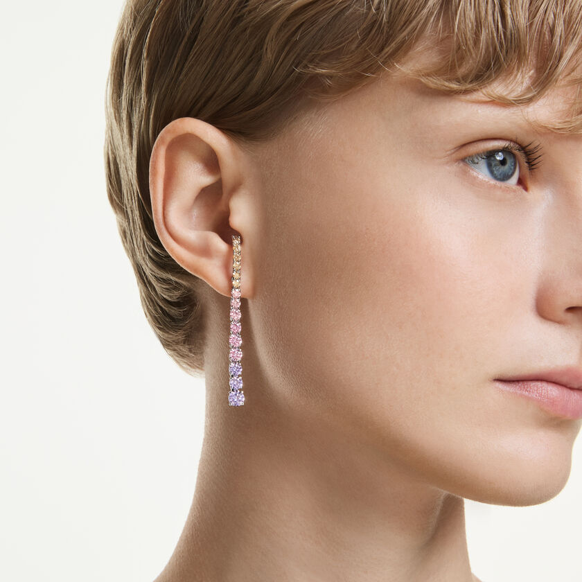 swarovski أقراط متدلية matrix، قطع مستدير متدرج، ألوان متعددة، طلاء روديوم
