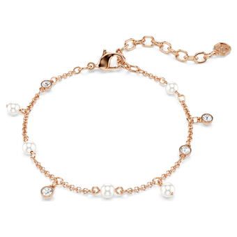swarovski سوار imber، لؤلؤ كريستالي، قطع مستدير، لون أبيض، لمسة نهائية من الذهب الوردي عيار 18 قيراط