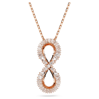 swarovski قلادة hyperbola، شكل إنفينيتي، لون أبيض، طلاء ذهبي وردي