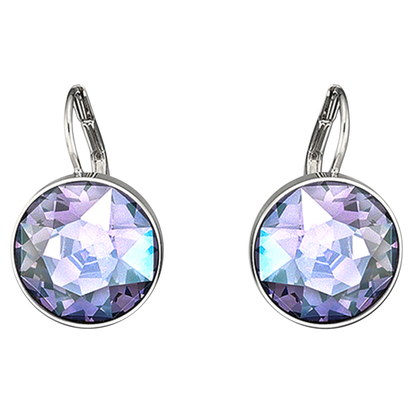 swarovski أقراط متدلية bella، قطع مستدير، لون أرجواني، طلاء روديوم