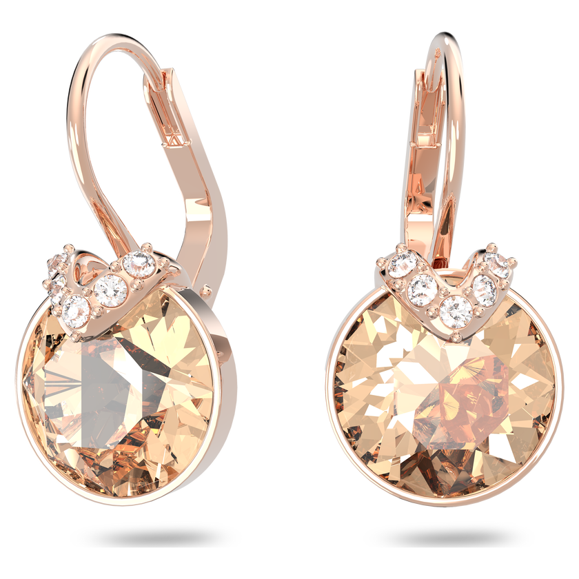 swarovski أقراط bella على شكل حرف v للأذن المثقوبة، لون وردي، طلاء ذهبي وردي