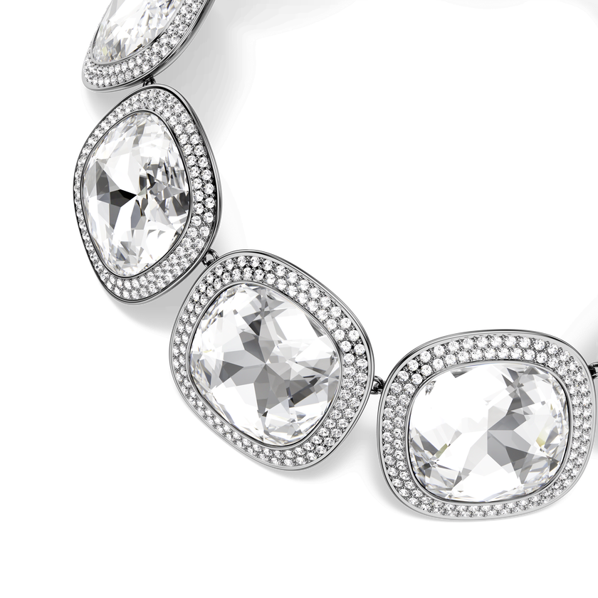 swarovski عقد شوكر una angelic، قطع كوشن، لون أبيض، طلاء روتينيوم