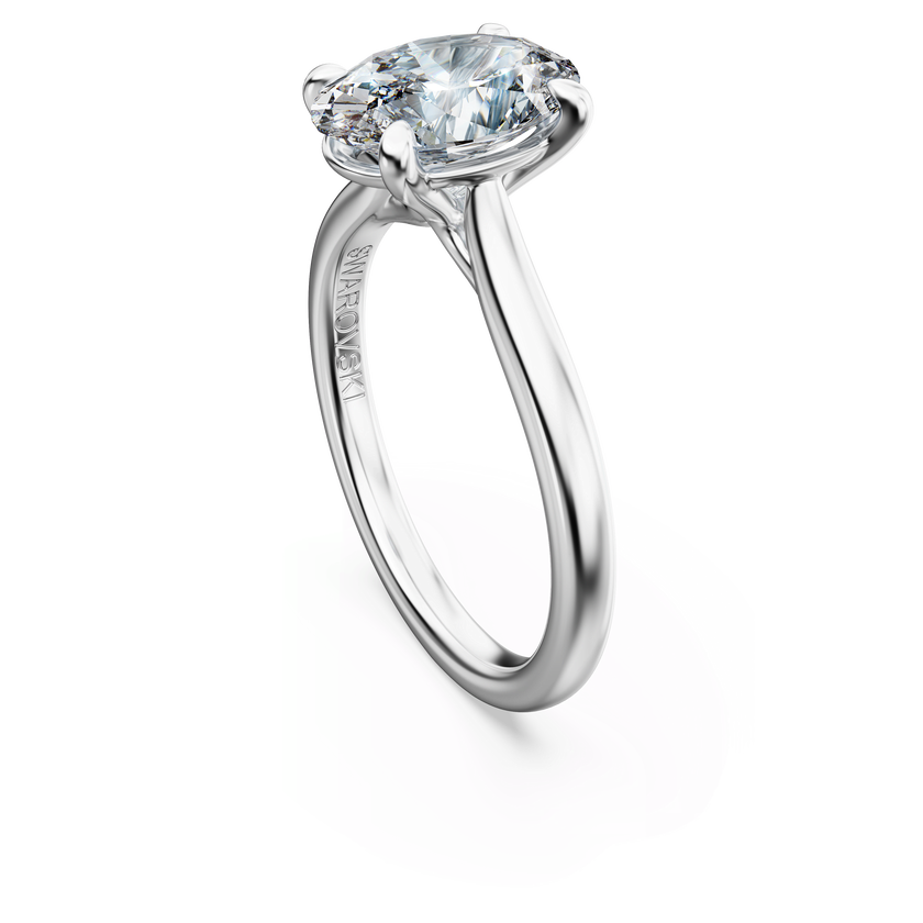 swarovski خاتم سوليتير eternity، ألماس مُصنع في المختبر بإجمالي 2 قيراط، شكل بيضاوي، ذهب أبيض عيار 18