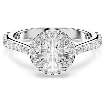 swarovski خاتم una angelic، قطع مستدير، لون أبيض، لمسة نهائية باللون الفضي