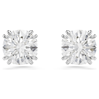 swarovski أقراط دبوسية stilla، قطع مُستدير، لون أبيض، طلاء روديوم