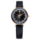 ساعة Octea Nova، صناعة سويسرية، سوار جلد، لون أسود، لمسة نهائية بلون ذهبي وردي