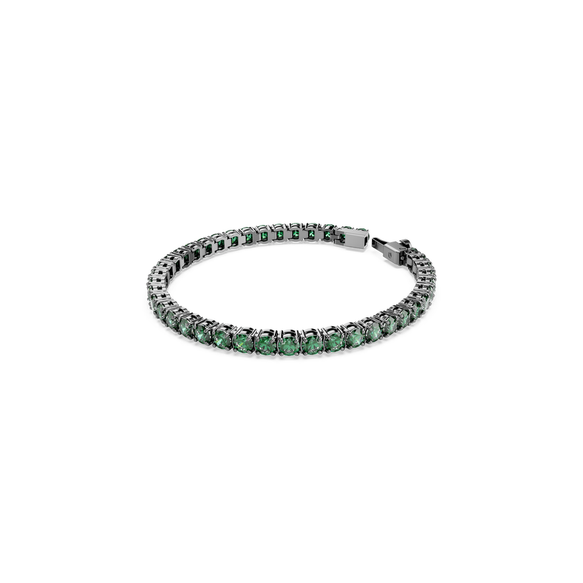 swarovski سوار matrix tennis، قطع مستدير، لون أخضر، طلاء روثينيوم