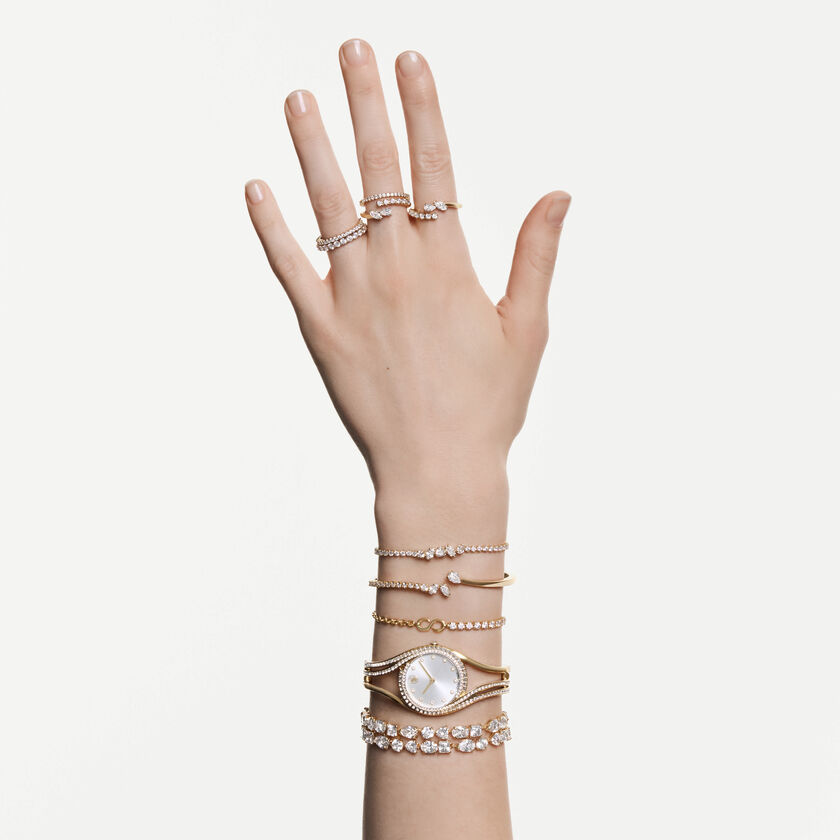 swarovski خاتم مفتوح mesmera، قطع متنوع، لون أبيض، لمسة نهائية من الذهب عيار 18 قيراط
