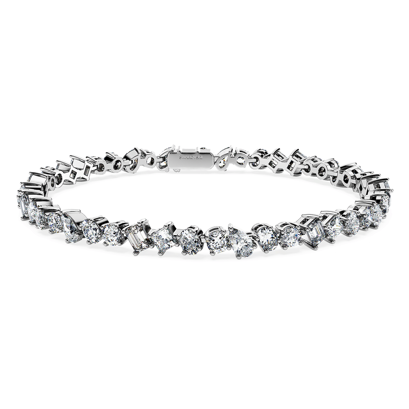 swarovski سوار تنس galaxy، ألماس مُصنع في المختبر بإجمالي 5 قيراط، أشكال متنوعة، ذهب أبيض عيار 18