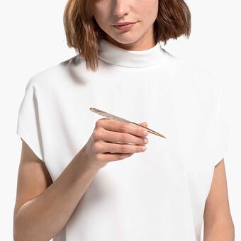 swarovski قلم حبر جاف crystalline nova، لون ذهبي، طلاء ذهبي وردي