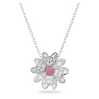 قلادة Eternal Flower، شكل زهرة، لون وردي، لمسة نهائية من معادن مختلطة