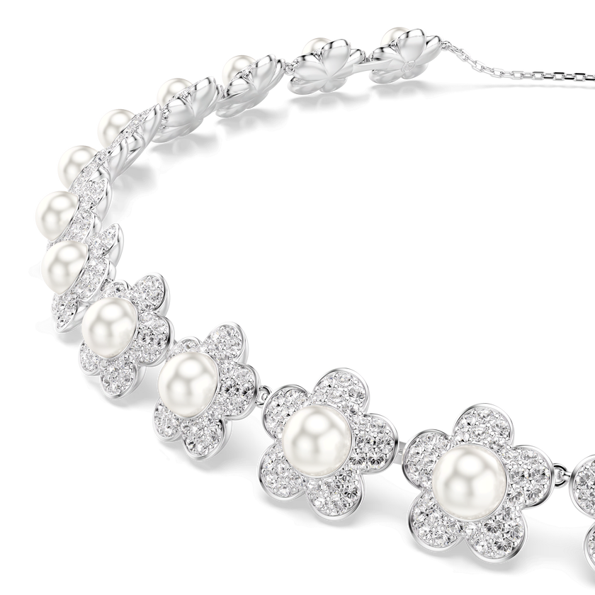عقد شوكر ariana grande x swarovski، لآلئ كريستال، قطع مستدير، لون أبيض، طلاء روديوم
