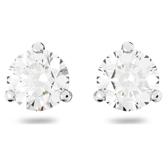 swarovski أقراط دبوسية stilla، قطع مُستدير، لون أبيض، طلاء روديوم