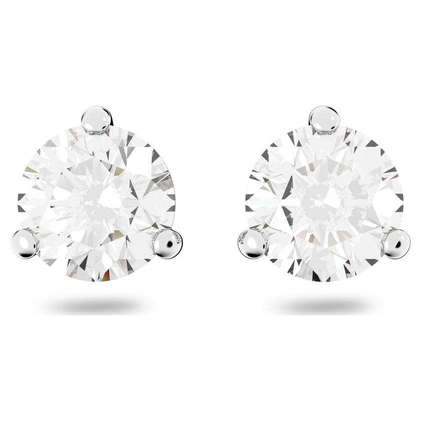 swarovski أقراط solitaire للأذن المثقوبة، لون أبيض، طلاء روديوم