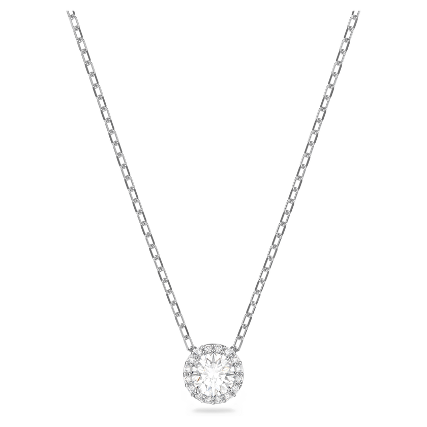 swarovski قلادة angelic بحلية متدلية مستديرة، لون أبيض، طلاء روديوم