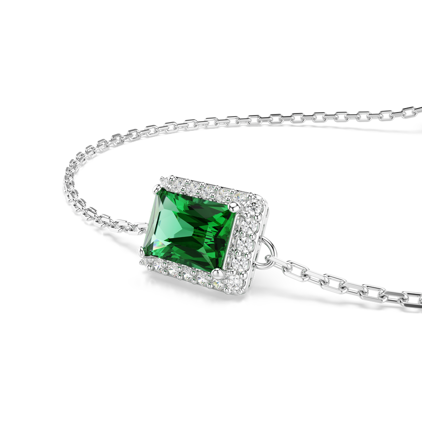 swarovski سوار una angelic، قطع مستطيل، أحجار كريستال صغيرة متراصة، لون أخضر، طلاء روديوم
