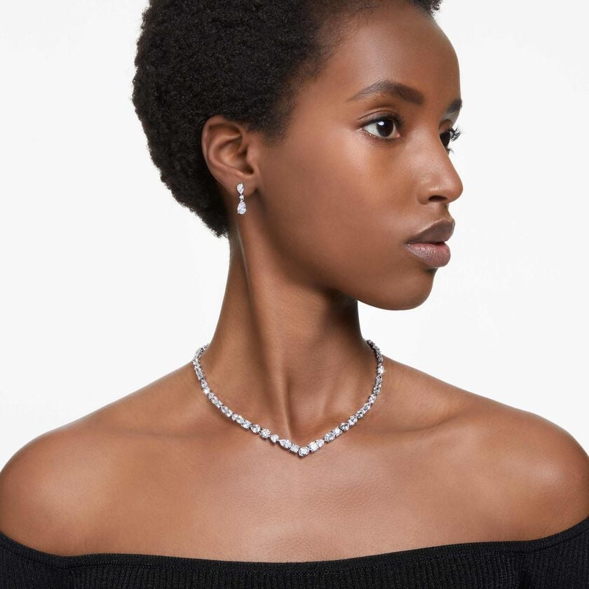 swarovski طقم mesmera، قطع متنوع، لون أبيض، طلاء روديوم